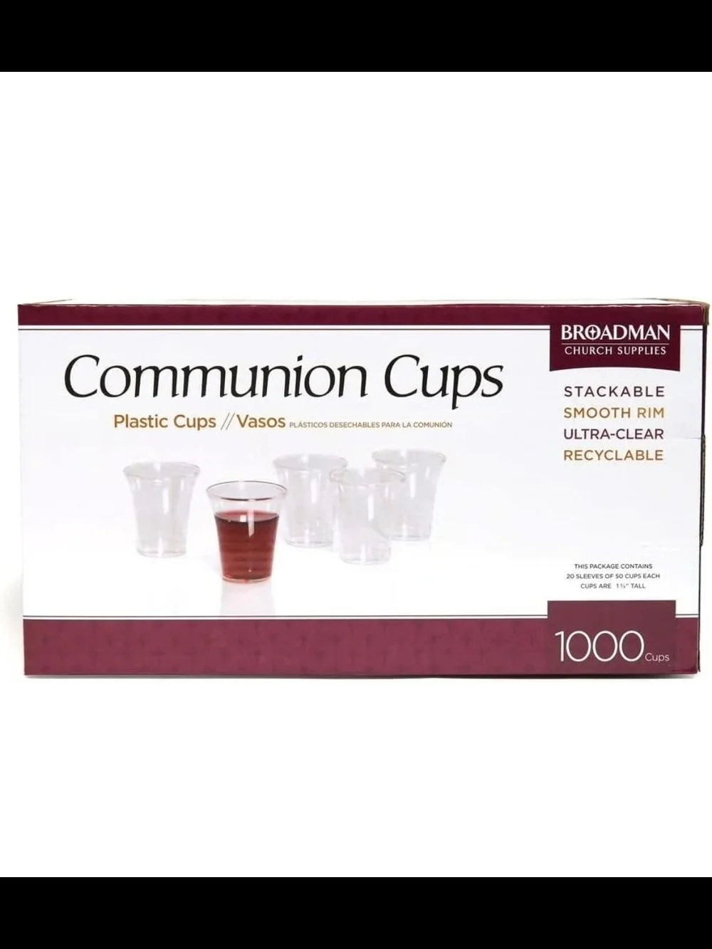 Broadman Church Supplies Small Plastic Disposable Communion Cups, 1000 Count